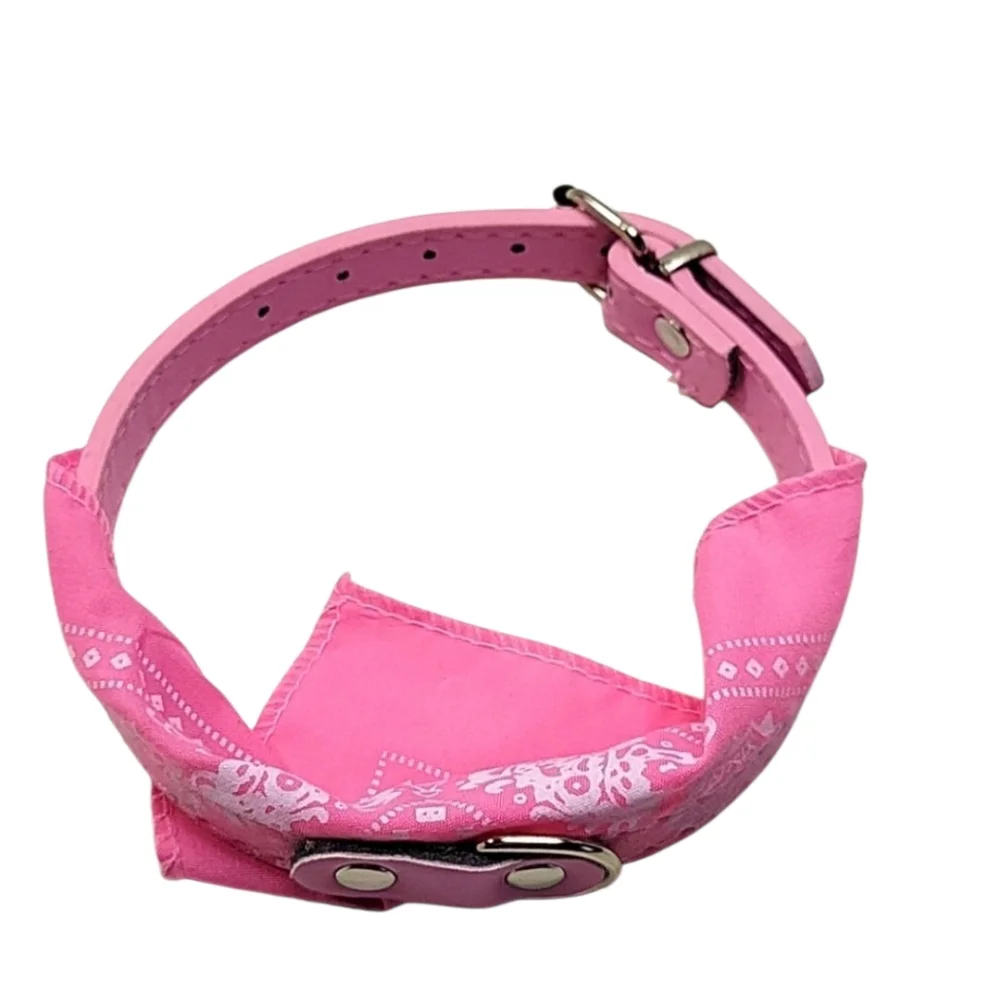 Bandana Dog Coller Pink Faux Leather Adjustable Closure. NEW